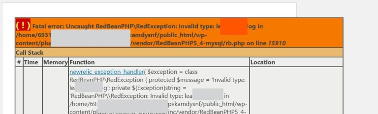 Fatal error Uncaught RedBeanPHP RedException Invalid type