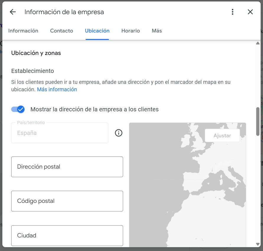 Editar la direccion en el mapa