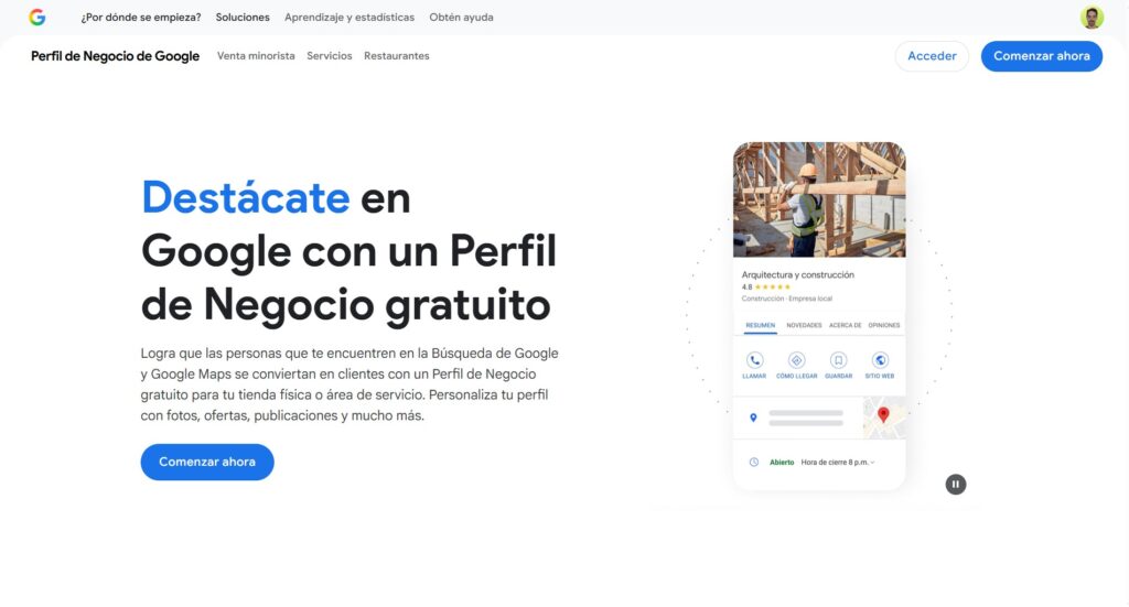 Iniciar sesión en la cuenta de Google perfil de negocio google my bussiness