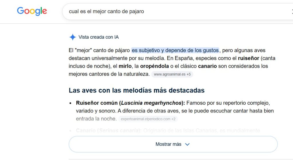 Vista de Google Overview