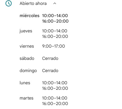 Horarios correctos incluido festivos