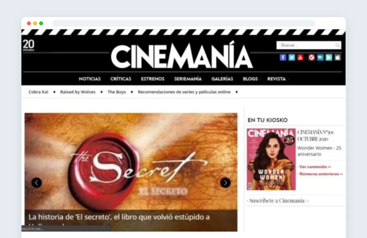 maquetacion web cinemania