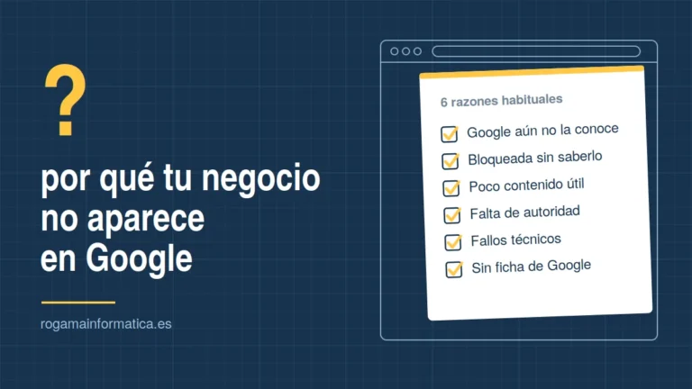 Seis razones habituales por las que un negocio con web no aparece en Google