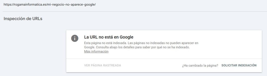 Inspeccionar la URL en Search Console